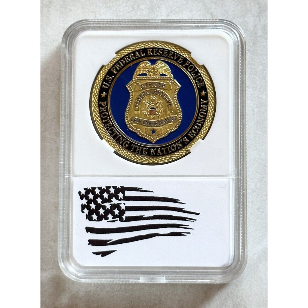 U.S. United States Federal Reserve Police FRP Gold Plated Challenge Coin W/ Case