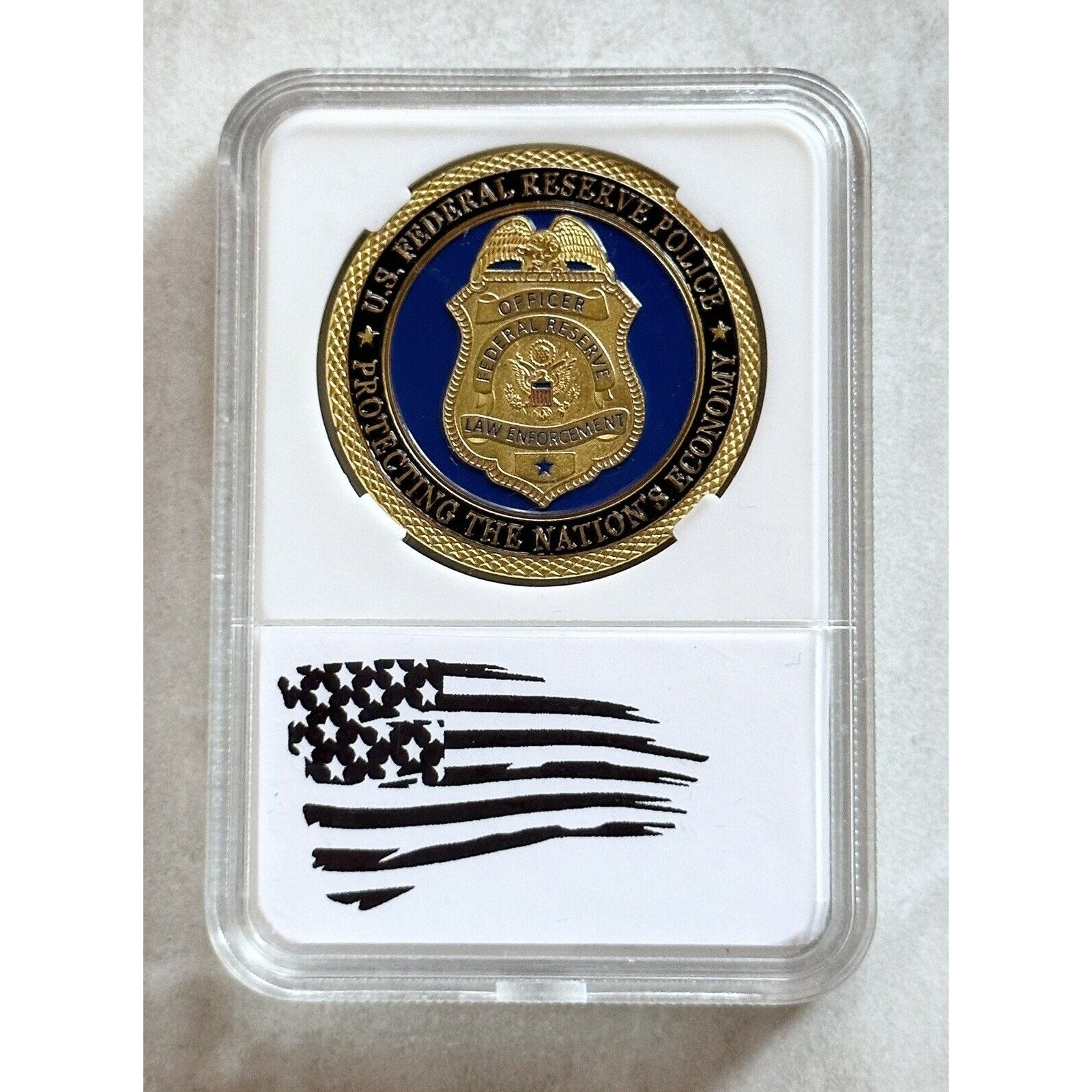U.S. United States Federal Reserve Police FRP Gold Plated Challenge Coin W/ Case