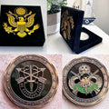 US Army Green Beret De Oppresso Liber Special Forces Challenge Coin with case