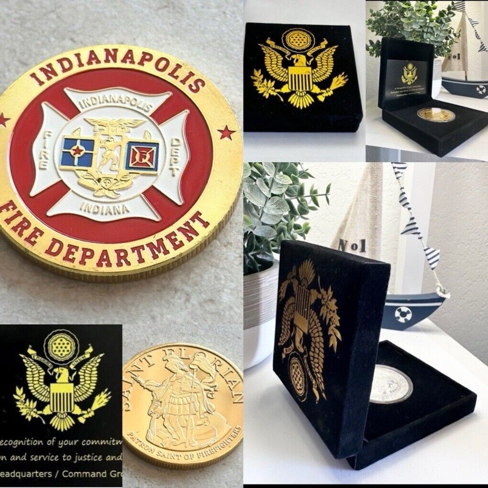 INDIANAPOLIS FIRE DEPT. Challenge Coin With Special Velvet Case