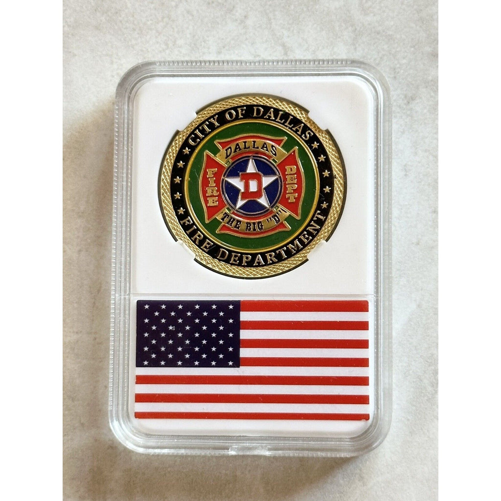 DALLAS FIRE DEPT - The Big "D" Challenge Coin Come With Case