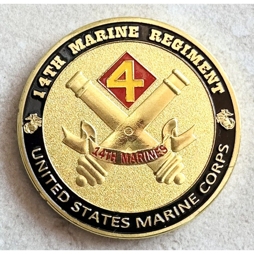 US MARINE CORPS - 14th MARINE REGIMENT Challenge Coin with velvet case