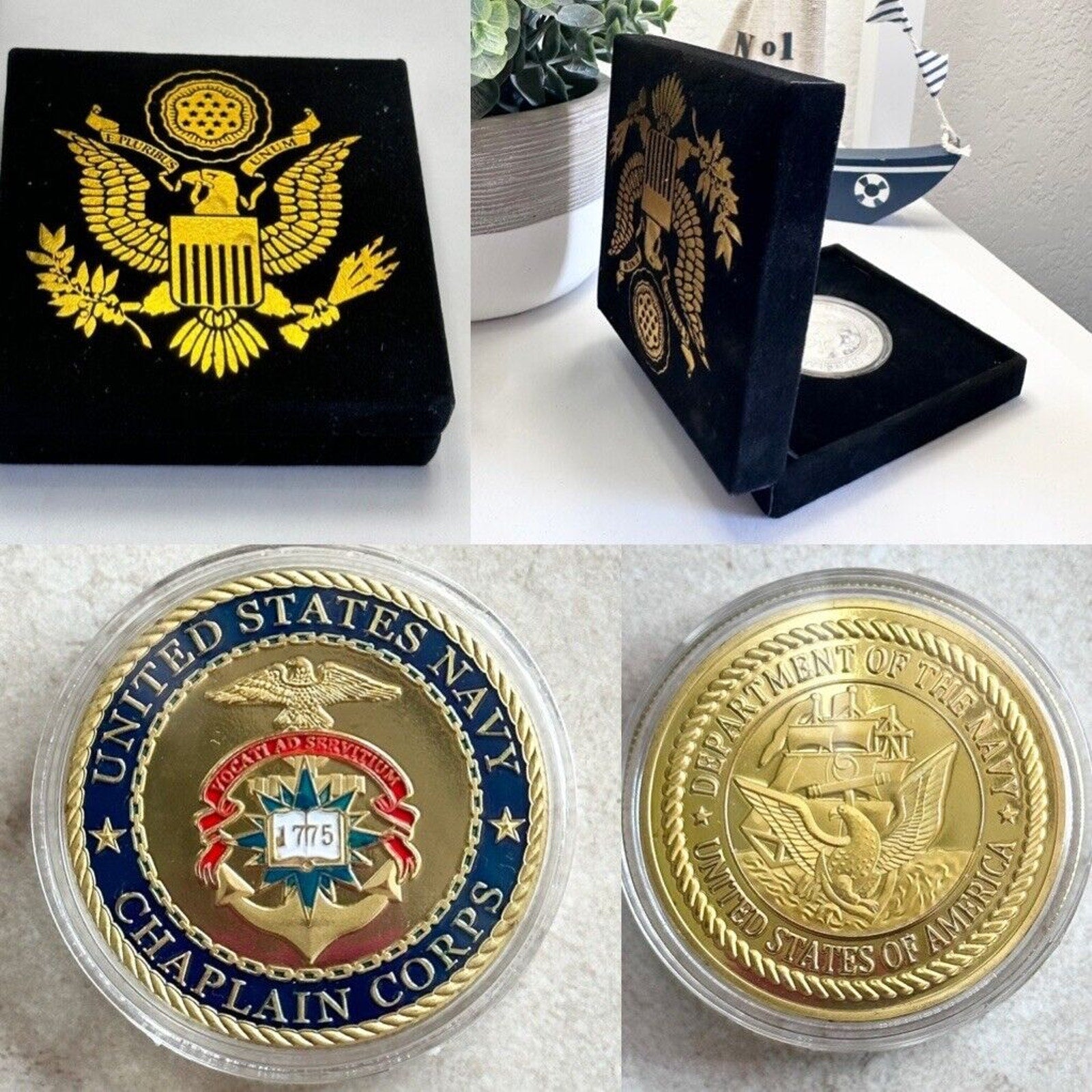 U S NAVY CHAPLAIN CORPS Challenge Coin with special velvet case
