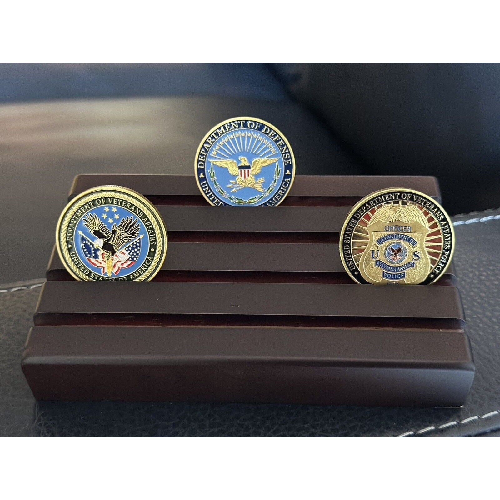 DoD Department Of Veterans Affairs VA Police Officer W/ Walnut Wood Holder USA