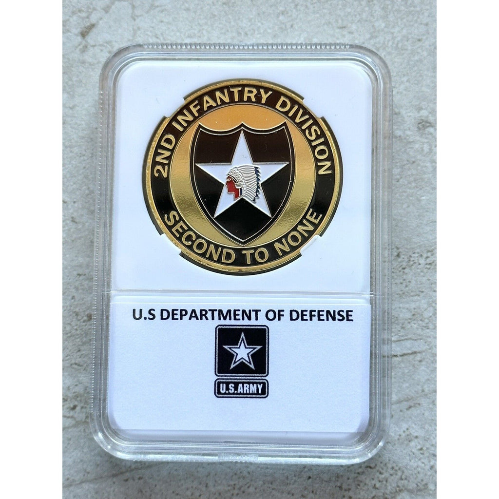 Army 2nd Infantry Division Challenge Coin 2nd To None, With Case Fast Shipping
