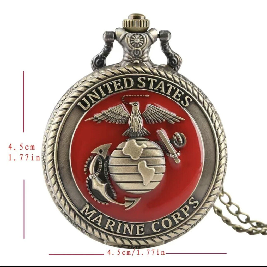 US Marine Corps Pocket Watch with Necklace VETERAN/MILITARY GIFT