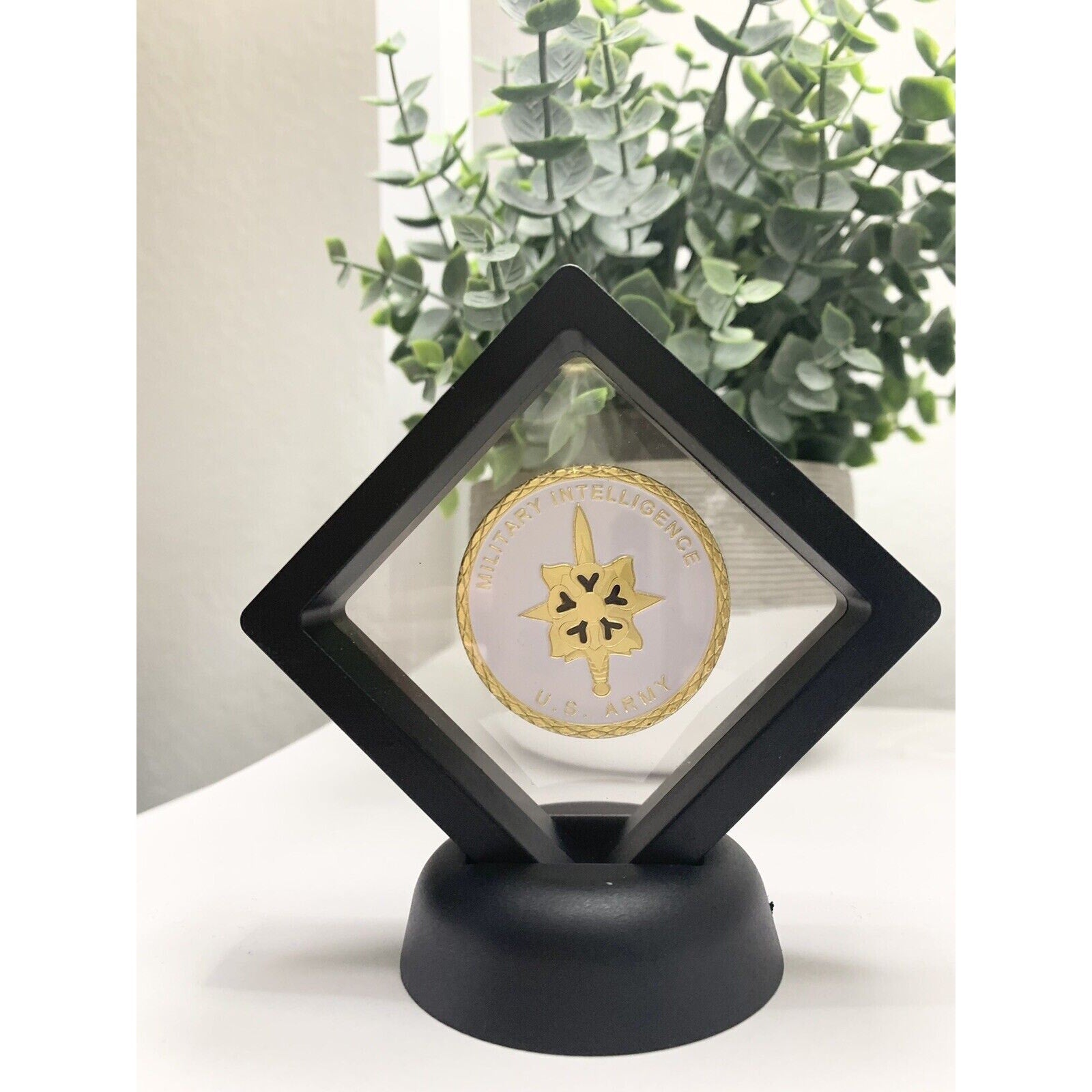 US Army MILITARY INTELLIGENCE Challenge Coin With 3D Displays Case