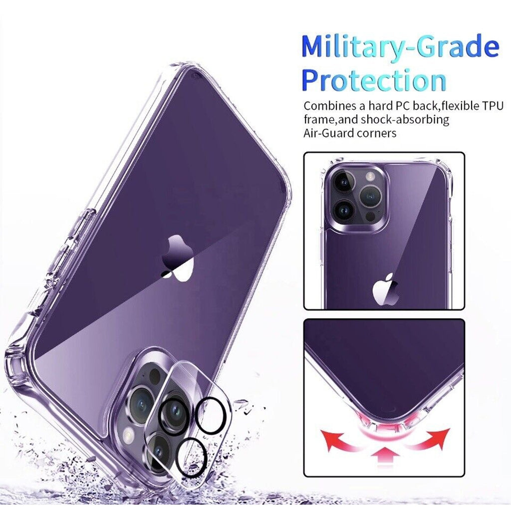 MILITARY GRADE All iPhone Protection 5 In 1 Case, Shockproof Glass, Camera
