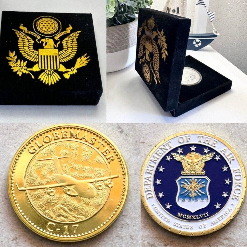 U S AIR FORCE C-17 GLOBEMASTER Challenge Coin With Special Velvet Case