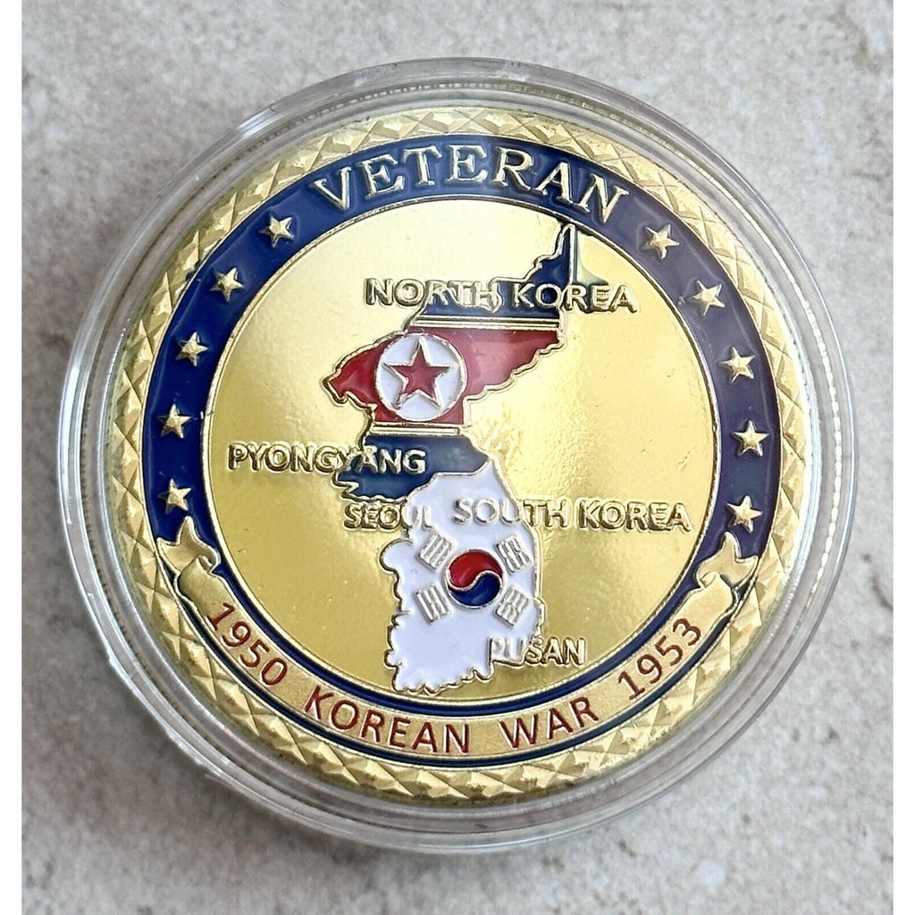 Korean War Military Army Veteran Forever Proud Challenge Coin With Case