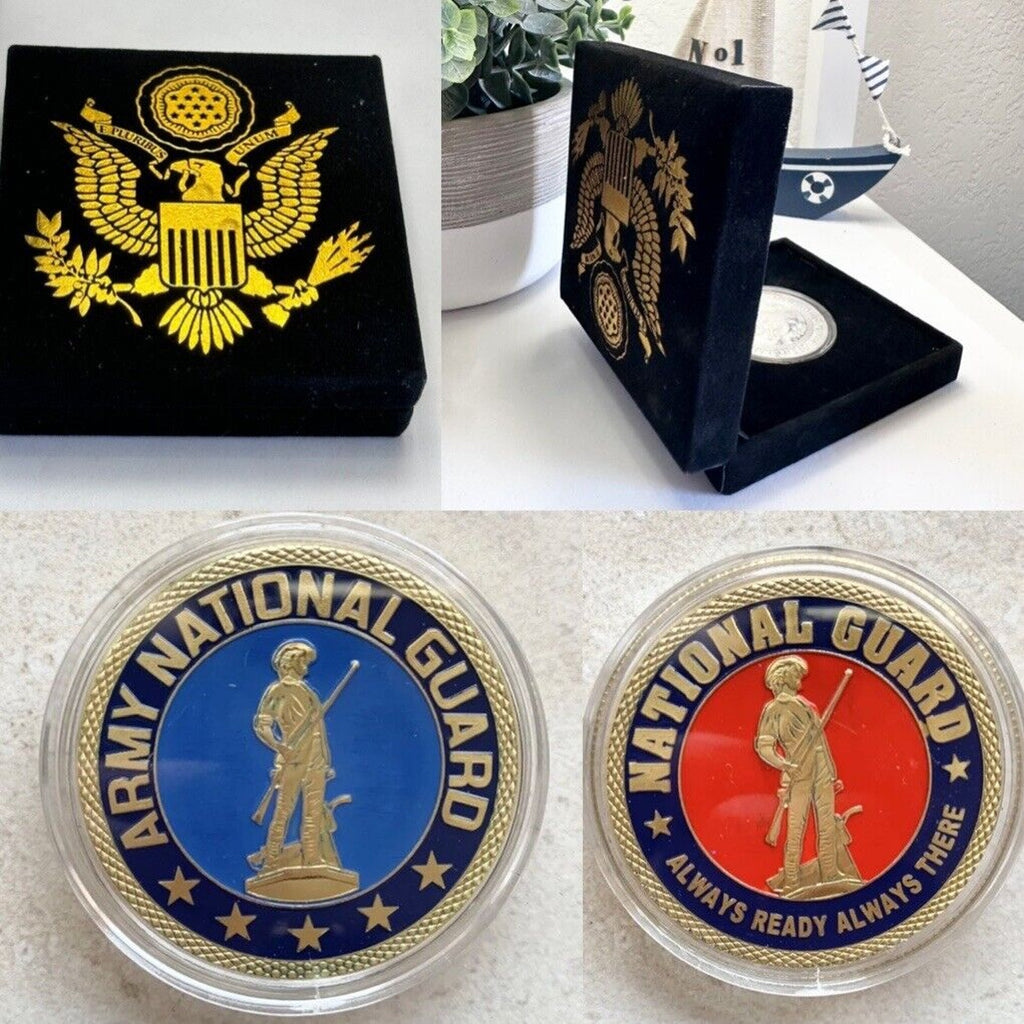ARMY NATIONAL GUARD Challenge Coin with Velvet Presentation Box