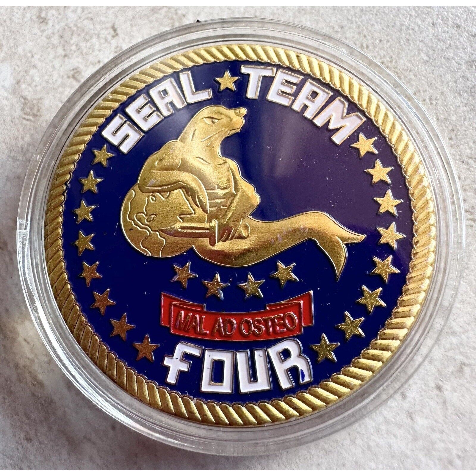 Seal Team 4 FOUR- US NAVY NAVAL SPECIAL WARFARE USN GROUP CHALLENGE COIN w case