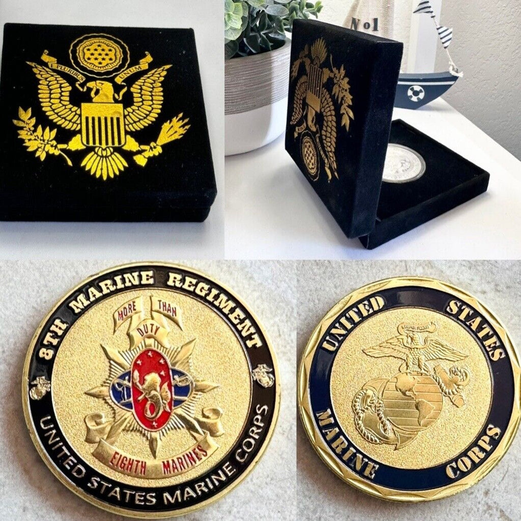 US MARINE CORPS - 8th MARINE REGIMENT Challenge Coin with velvet case