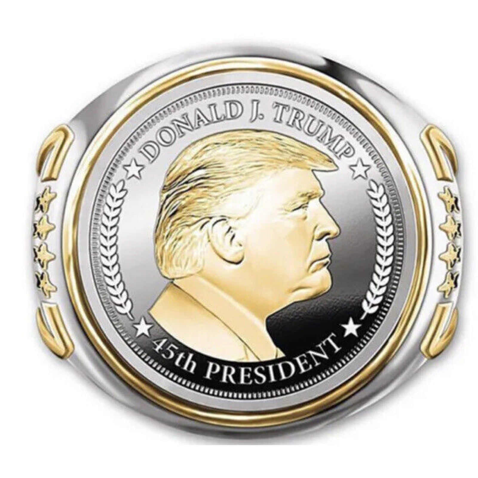 USA President Trump Ring Coin (stock Pic Ring Has Less Fine Details) Size 7