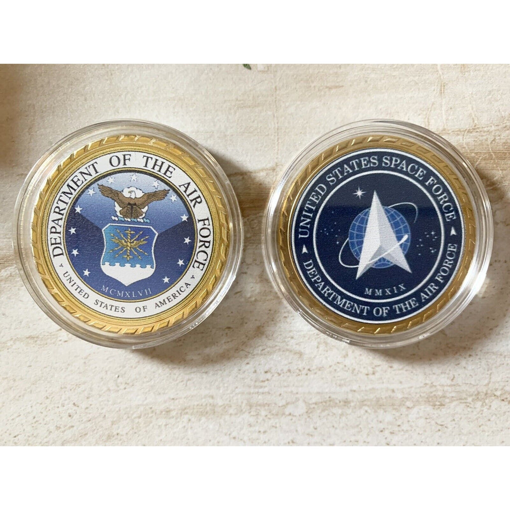UNITED STATES SPACE FORCE DEPARTMENT OF THE AIR FORCE CHALLENGE COIN with case