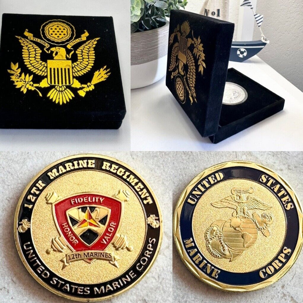 US MARINE CORPS - 12th MARINE REGIMENT Challenge Coin with velvet case