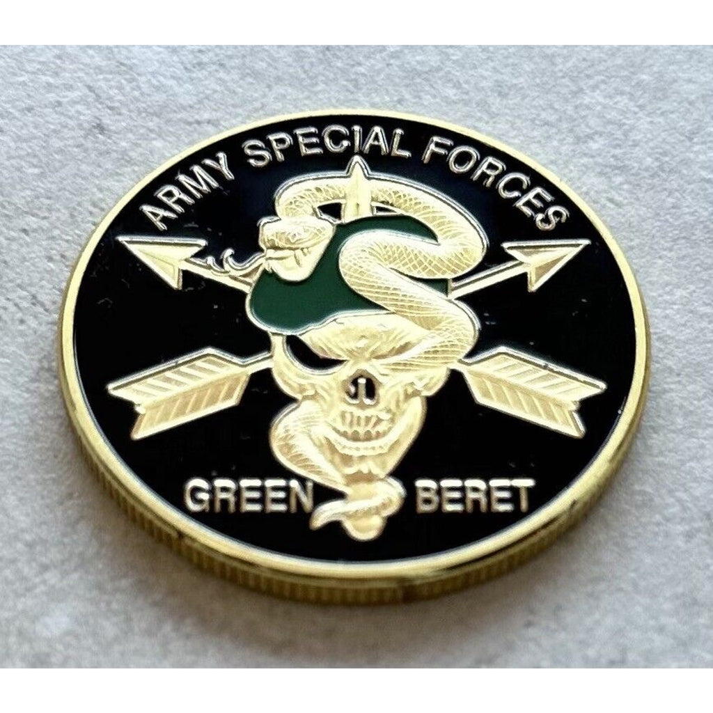 SF Army Special Forces Green Beret Challenge Coin W Special Case & Certificate