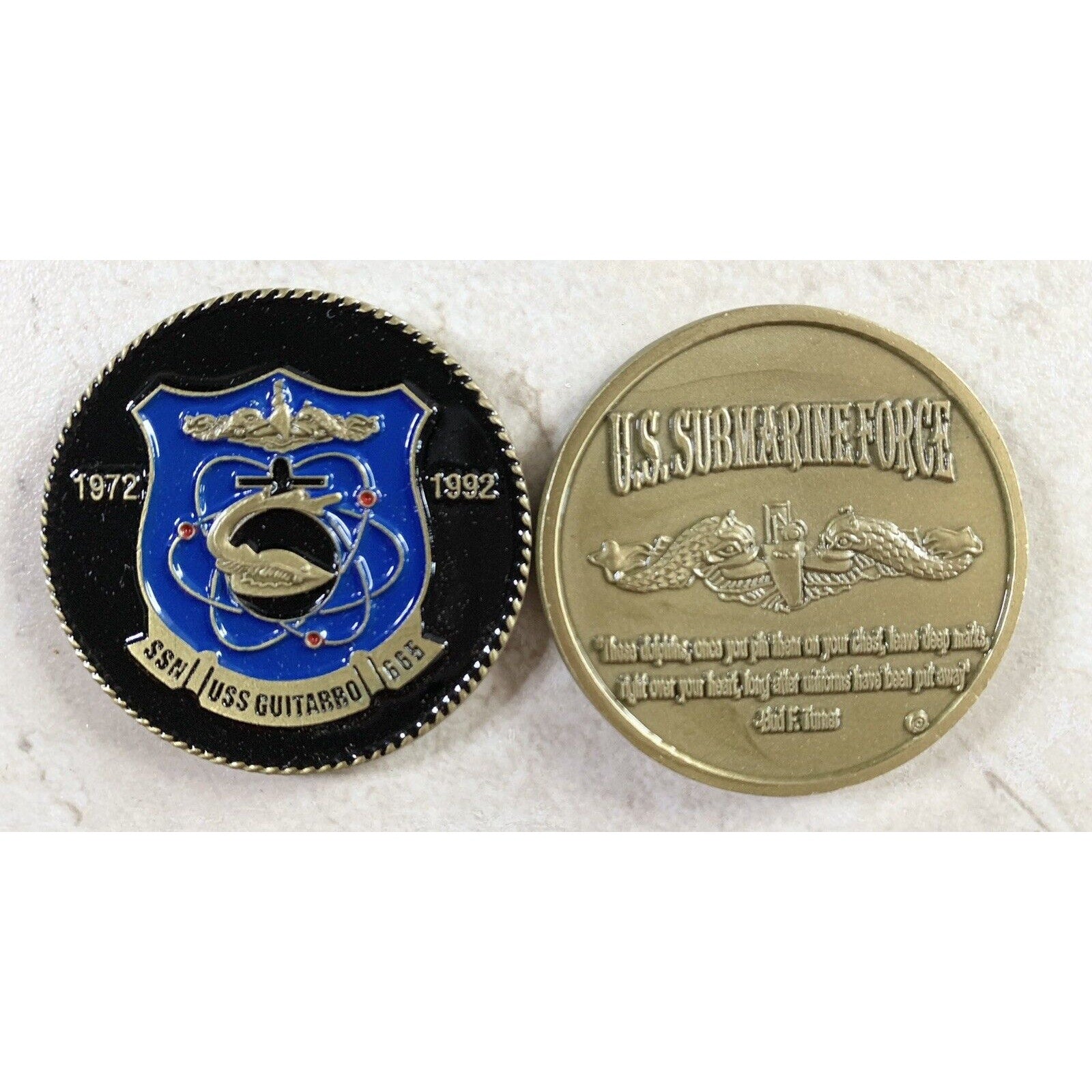 Rare USS Guitarro SSN 665 Submarine Challenge Coin Sub Force