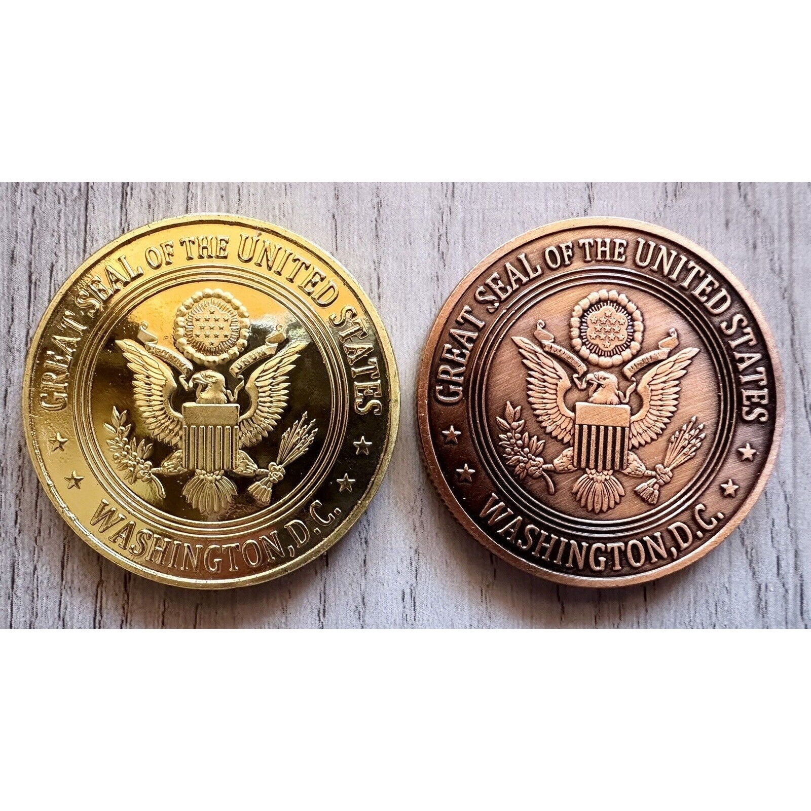 2 pcs Home land Security Challenge Coin (gold and Bronze)