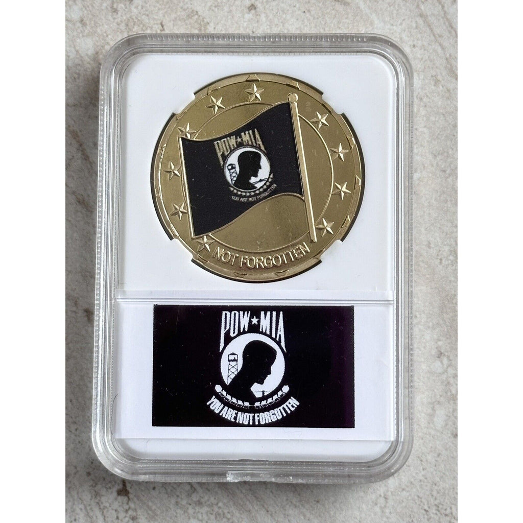 POW / MIA NOT FORGOTTEN Challenge Coin With Case