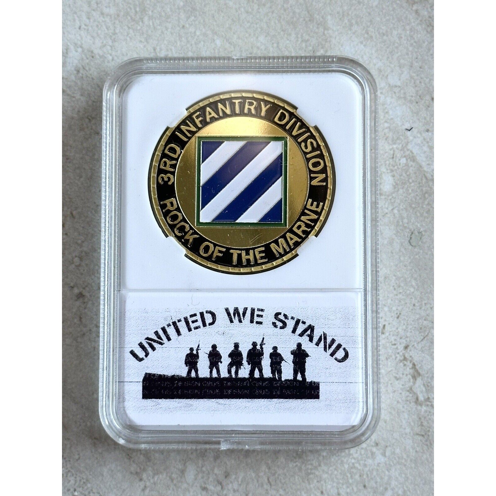 3RD Infantry Division US Army Challenge Coin Rock of the Marne W/ Beautiful Case