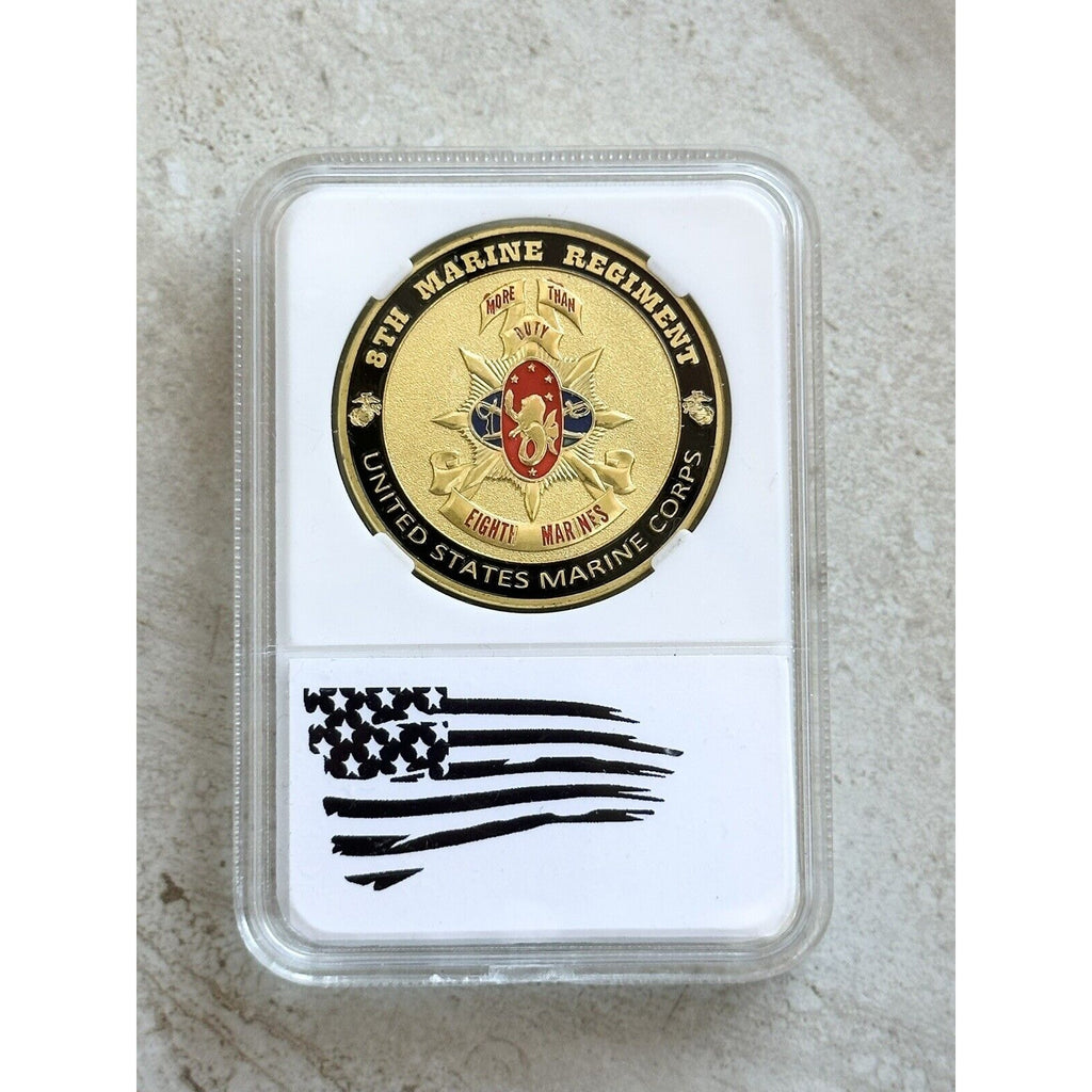 US MARINE CORPS - 8th MARINE REGIMENT Challenge Coin with Nice Case