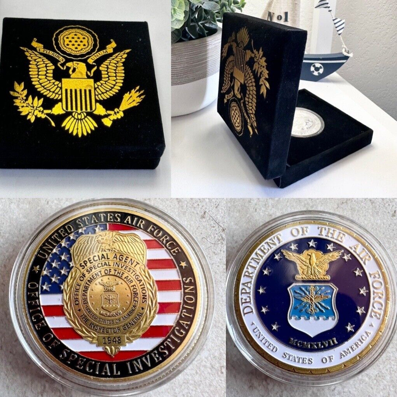 United States Air Force OFFICE OF SPECIAL INVESTIGATIONS Challenge Coin w/ case