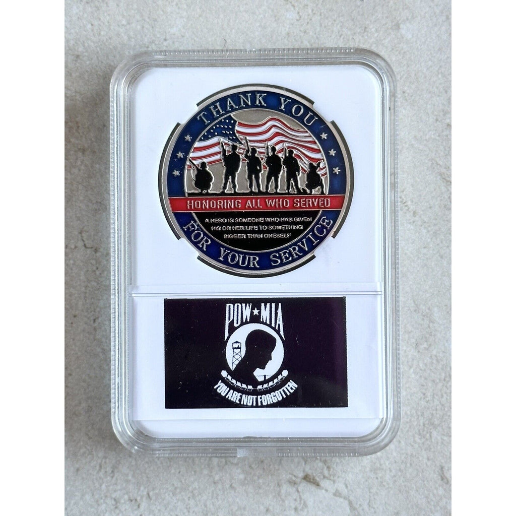 Thank You Warrior Veteran for Your Service Military Challenge Coin With Case