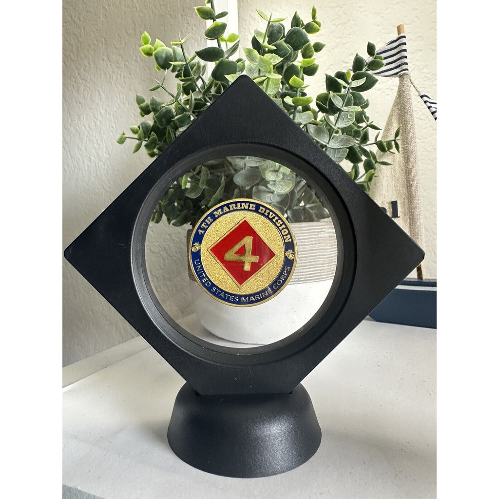 Us Marine Corps - 4th MARINE DIVISION Challenge Coin With 3D Display Case