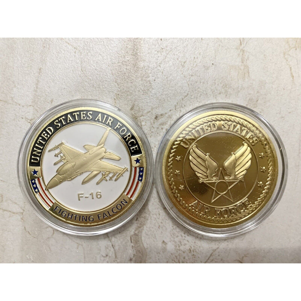 U S AIR FORCE F-16 FIGHTING FALCON Challenge Coin with special velvet case