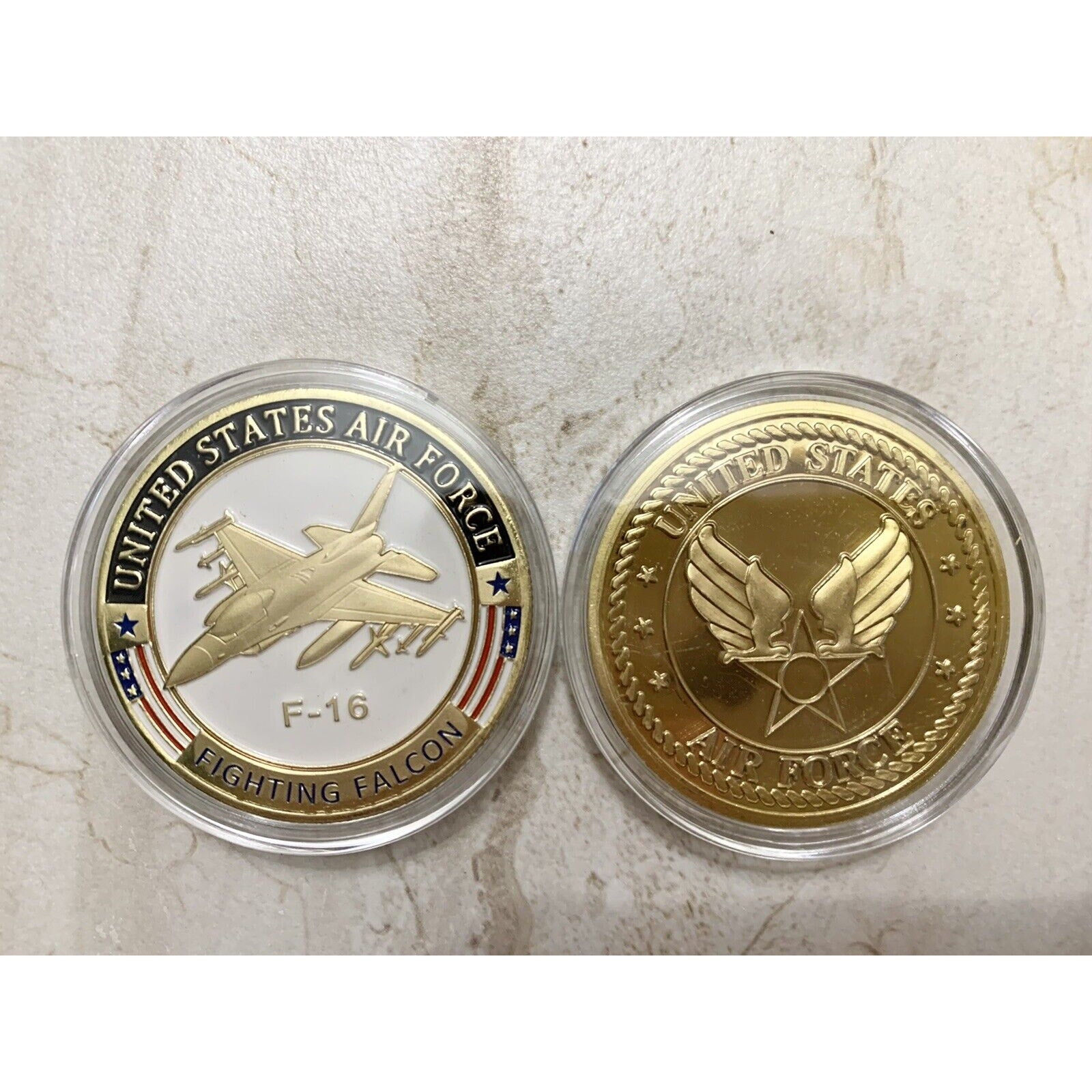 U S AIR FORCE F-16 FIGHTING FALCON Challenge Coin with special velvet case