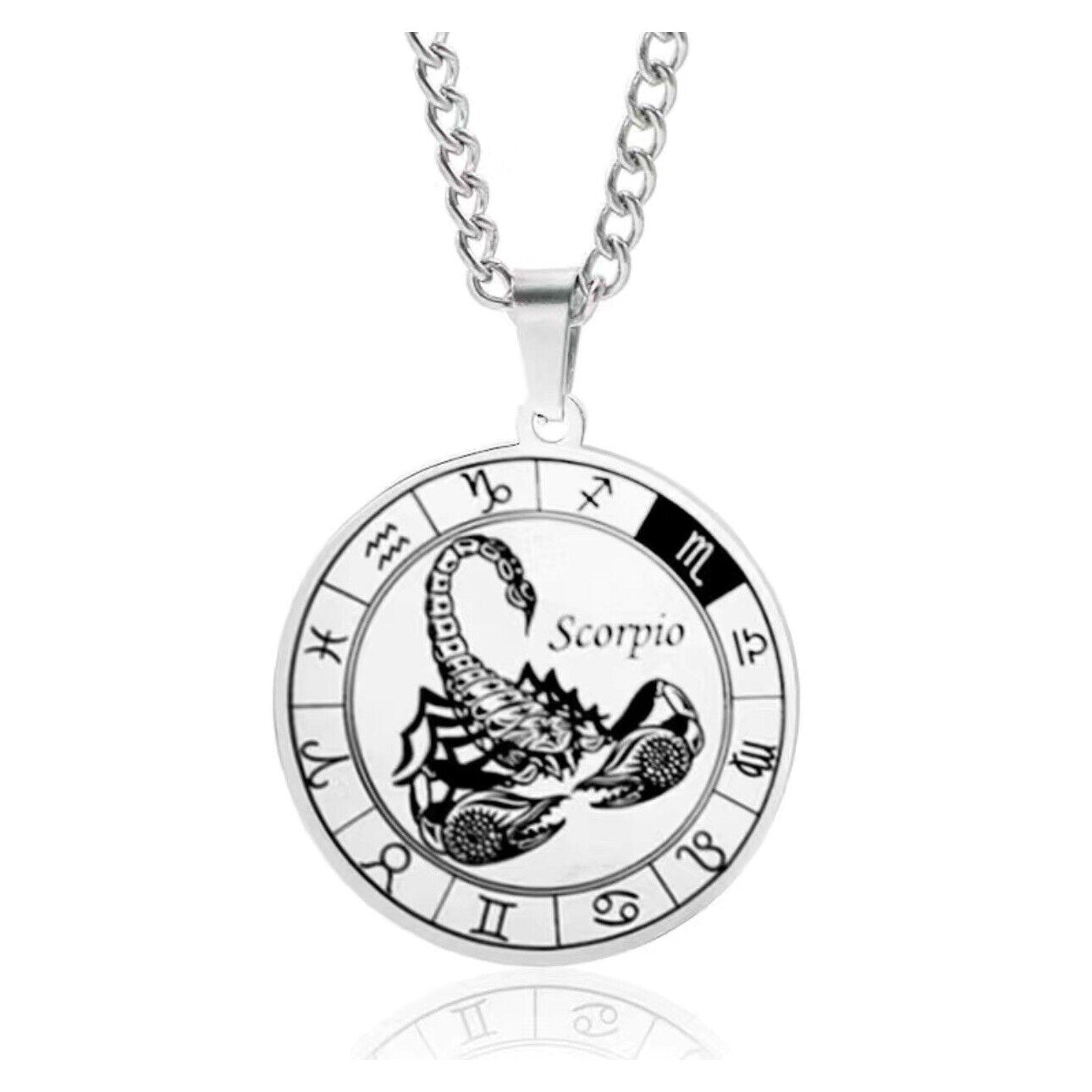 Stainless Steel Star Zodiac Necklace Coin Pendant Necklace For Men