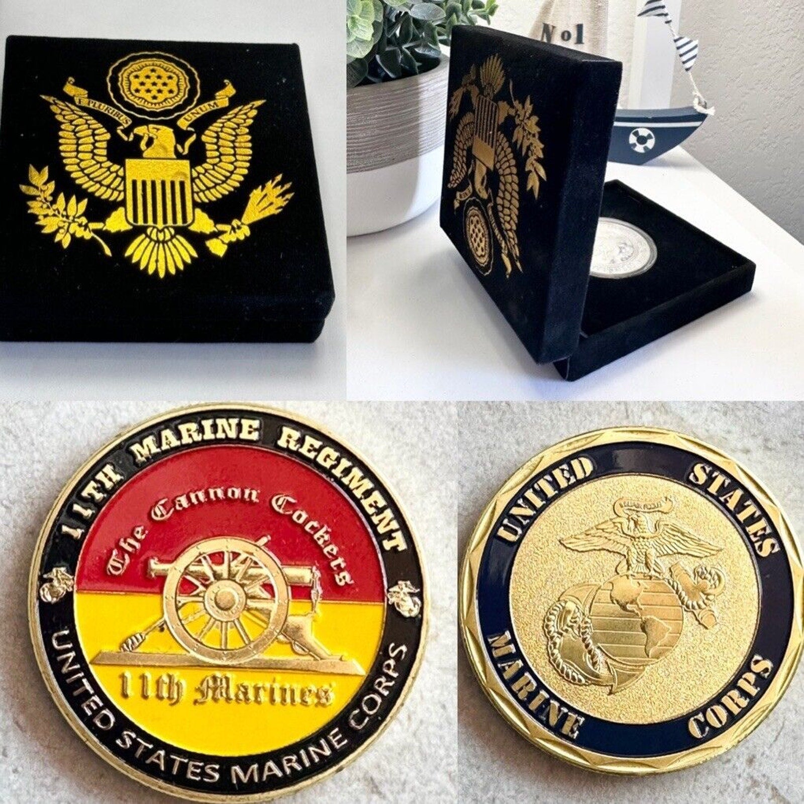 US MARINE CORPS - 11th MARINE REGIMENT Challenge Coin with velvet case