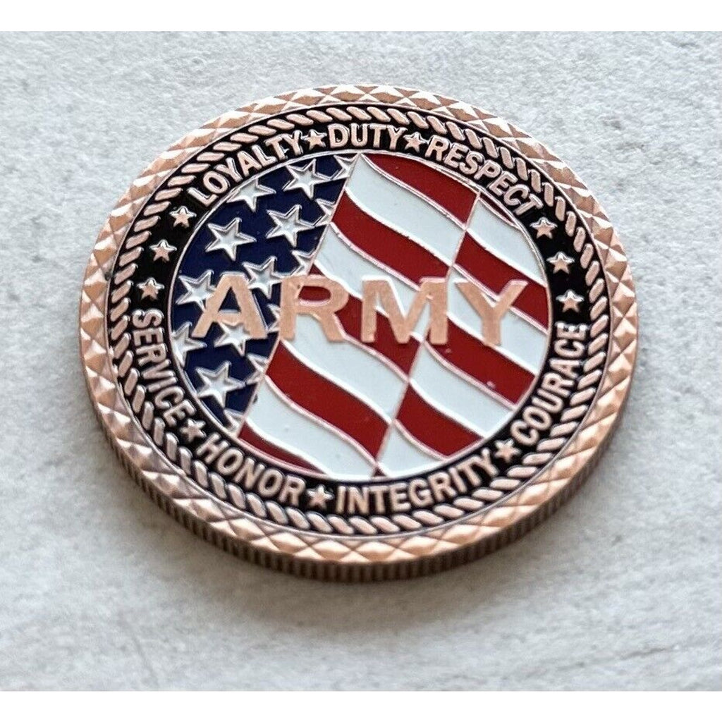 US Army Veteran Challenge Coin Copper with Special Army Velvet Presentation Case