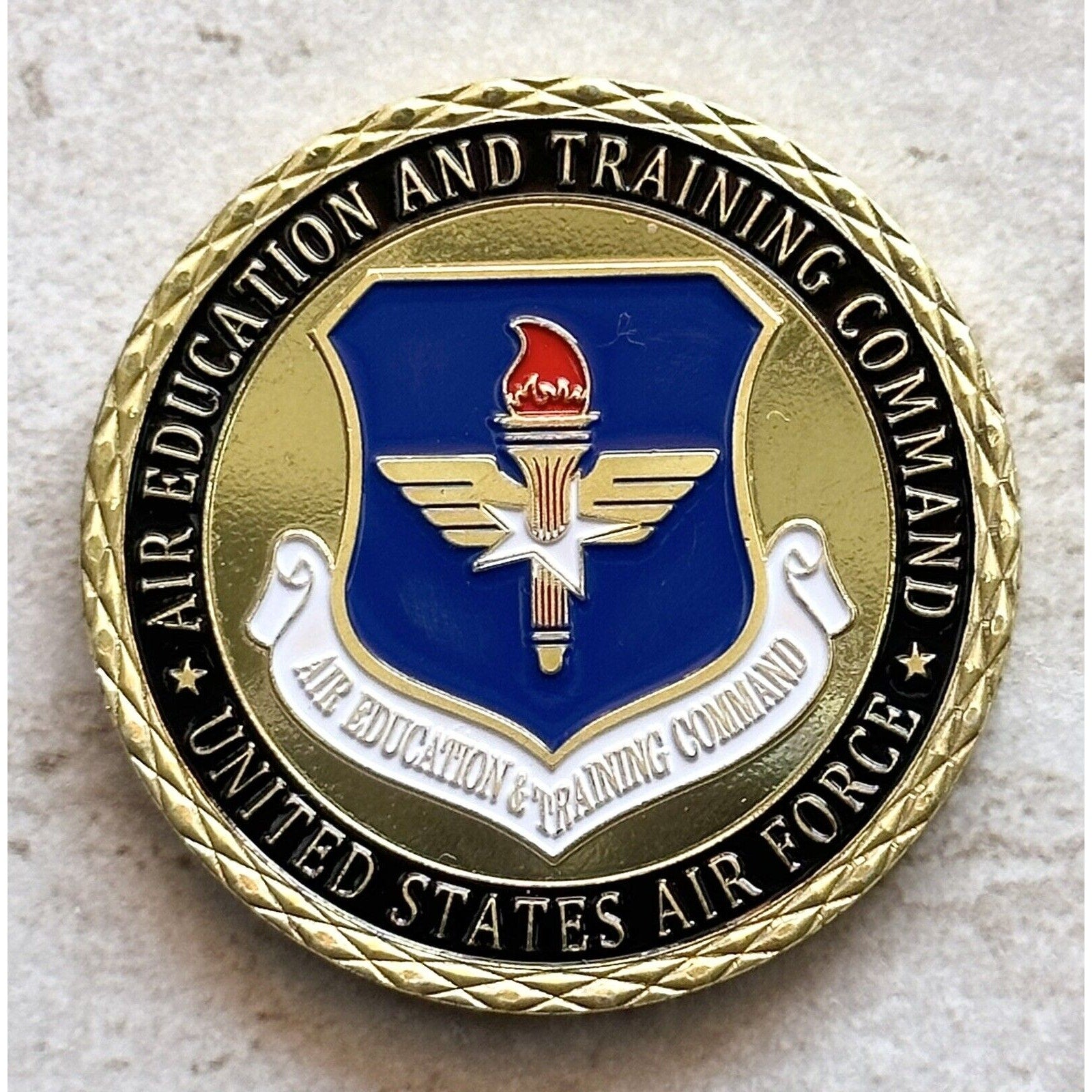 U S AIR FORCE Air Education & Training Command Challenge Coin With Velvet Case