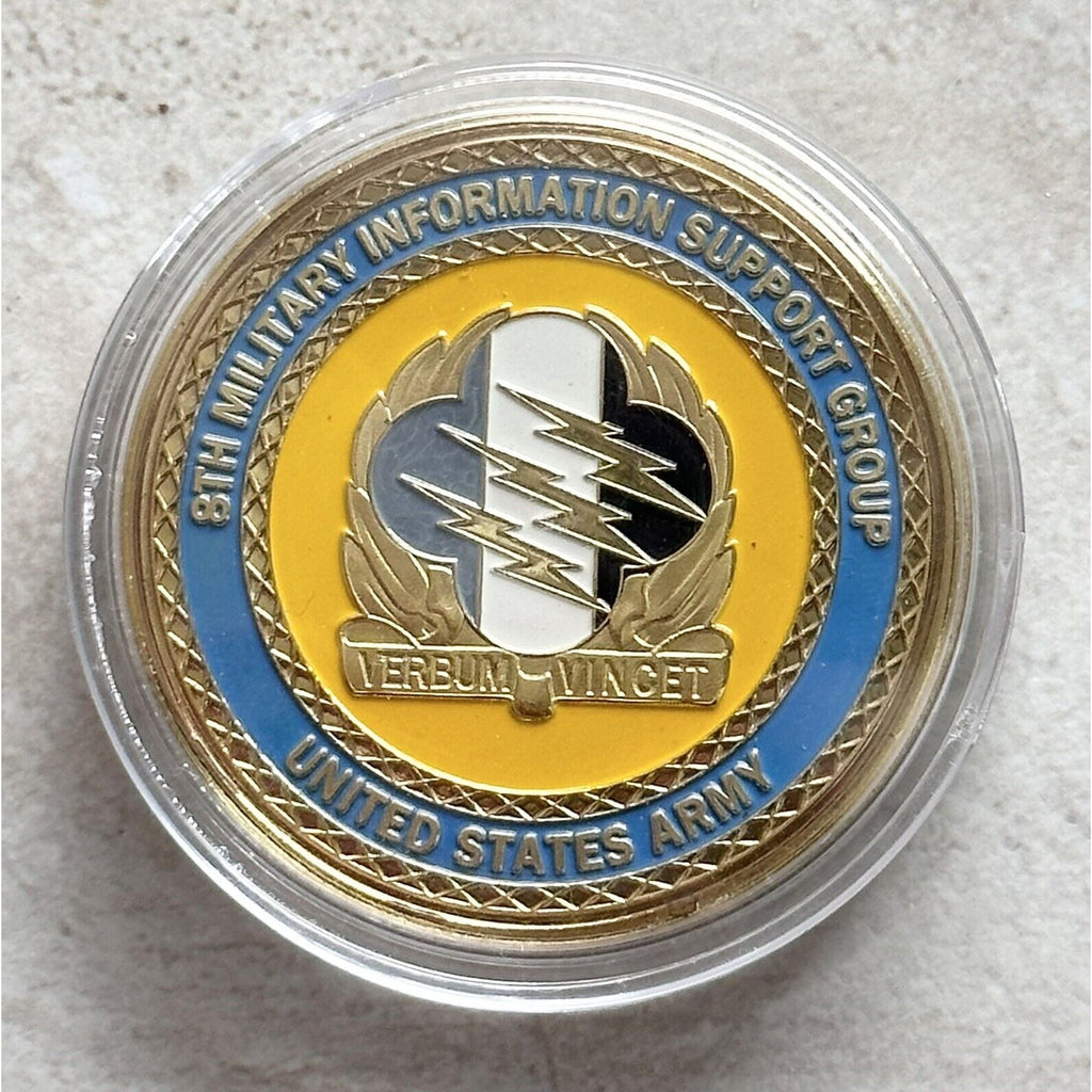 UNITED STATES ARMY Challenge Coin 8TH MILITARY INFORMATION SUPPORT GROUP W/Case