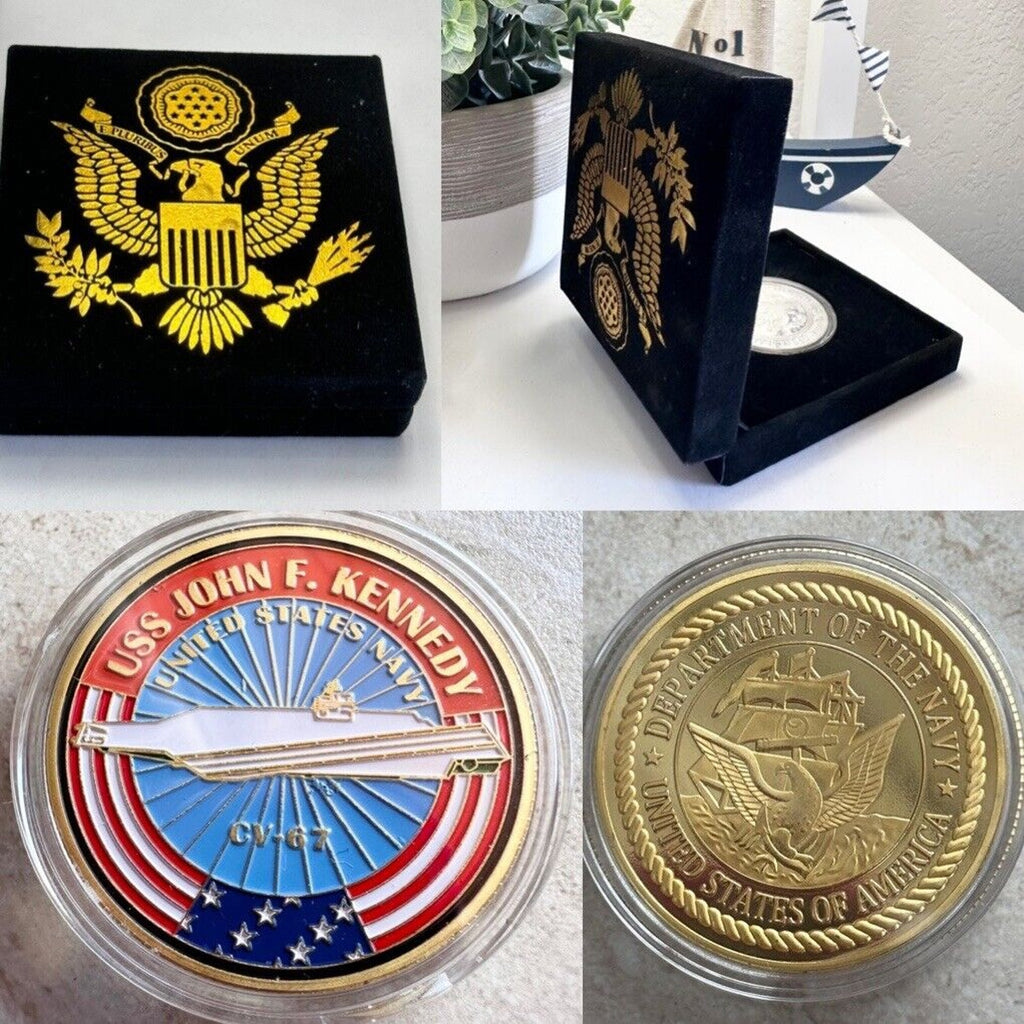 USS JOHN F. KENNEDY CV-67 Challenge Coin USN-US NAVY with velvet case