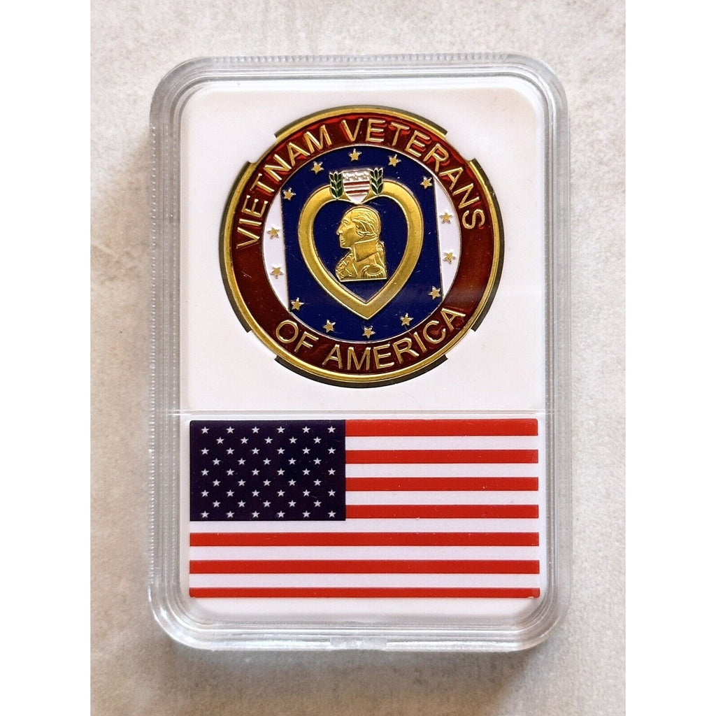 VIETNAM VETERANS OF AMERICA (Purple Heart) Challenge Coin With Case