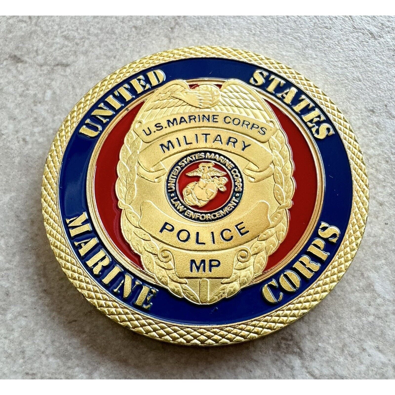 USMC Marine Corps Police Semper Fidelis Coin With Special Velvet Case