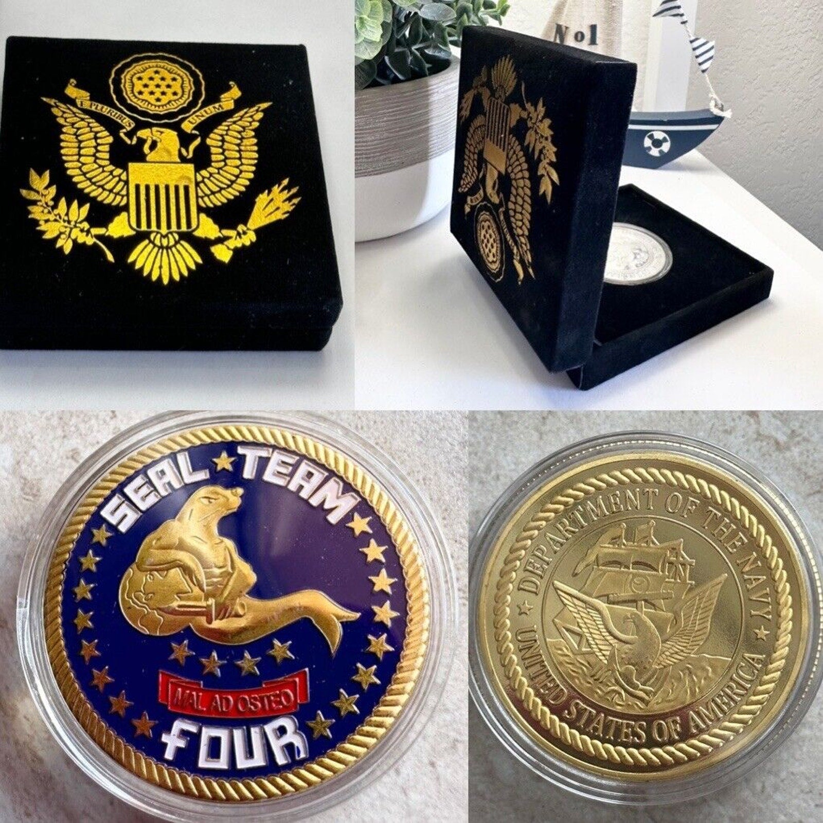 Seal Team 4 FOUR- US NAVY NAVAL SPECIAL WARFARE USN GROUP CHALLENGE COIN w case