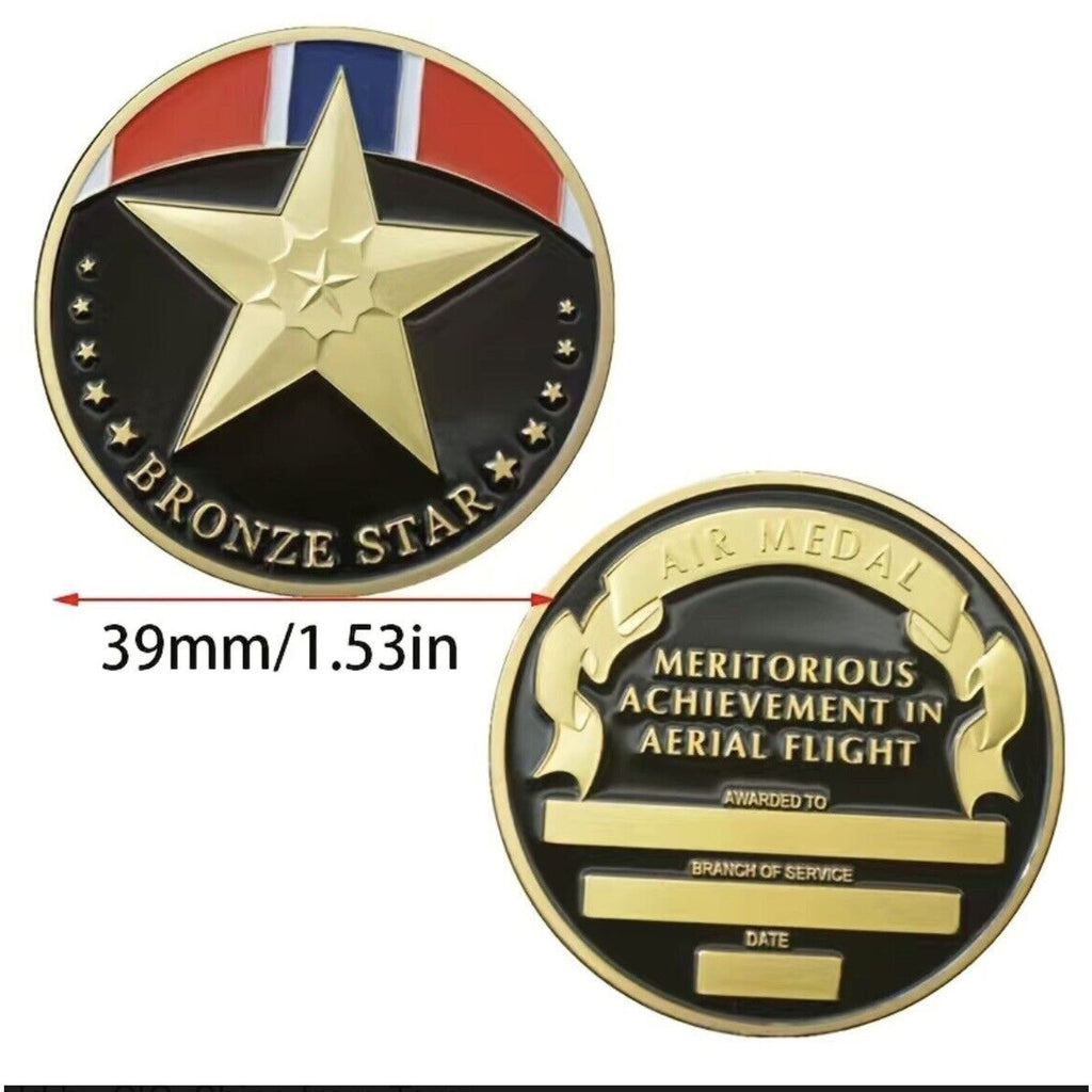 US Military Challenge Coin "BRONZE STAR" USMC USN ARMY USAF USCG With 3D Case