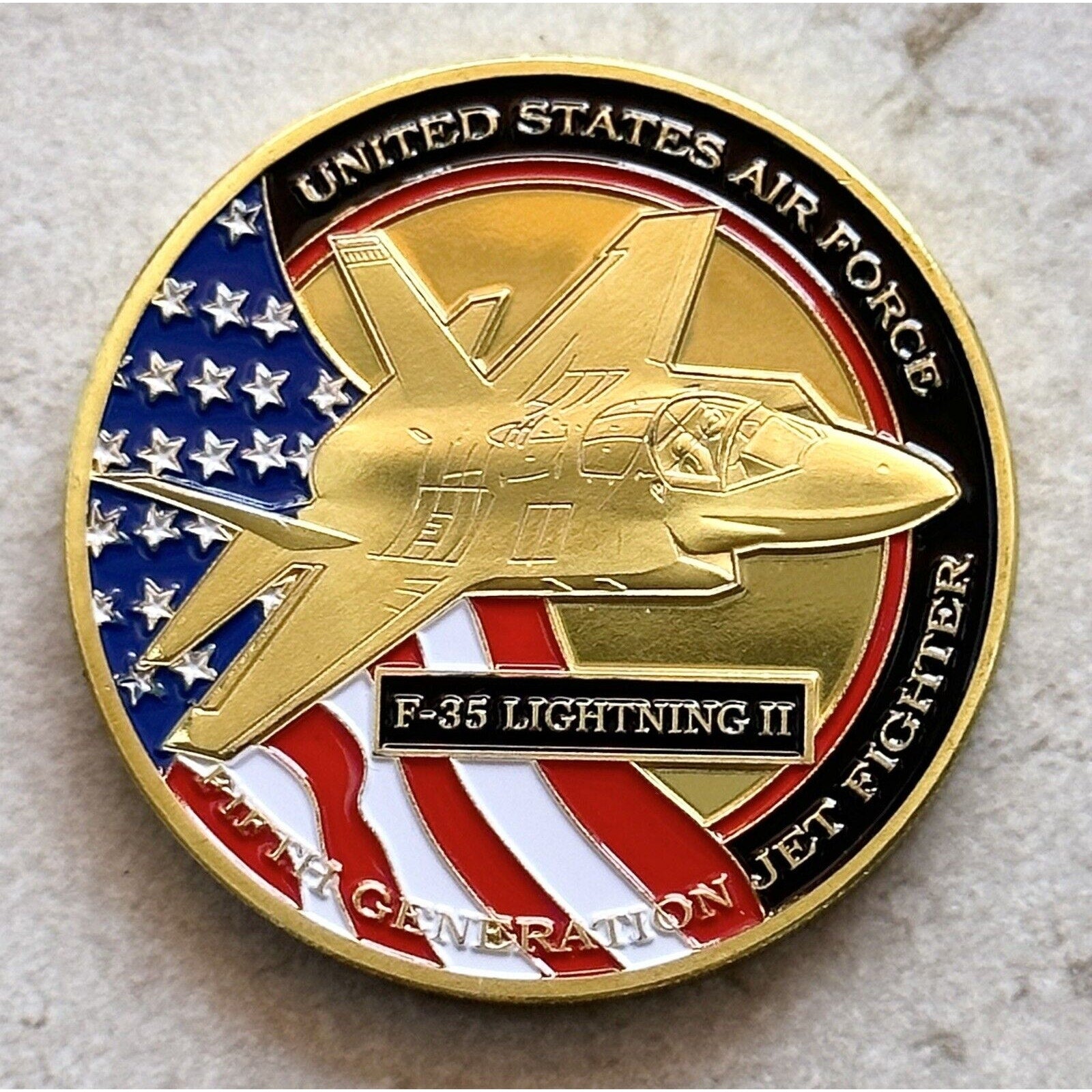 U S AIR FORCE F-35 Lightning II Challenge Coin With Special Velvet Case