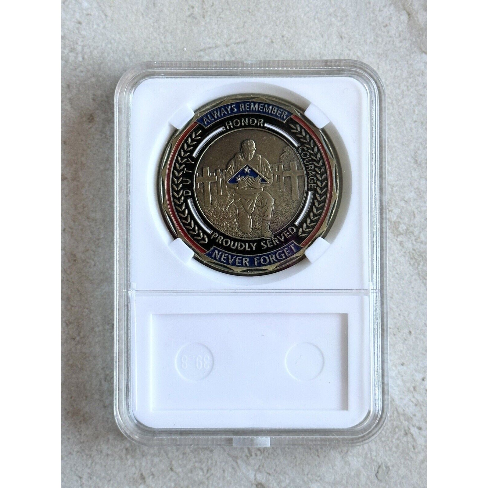 US Military VETERAN Challenge Coin Stand For the Flag Army -Navy - USAF-USMC-USCG