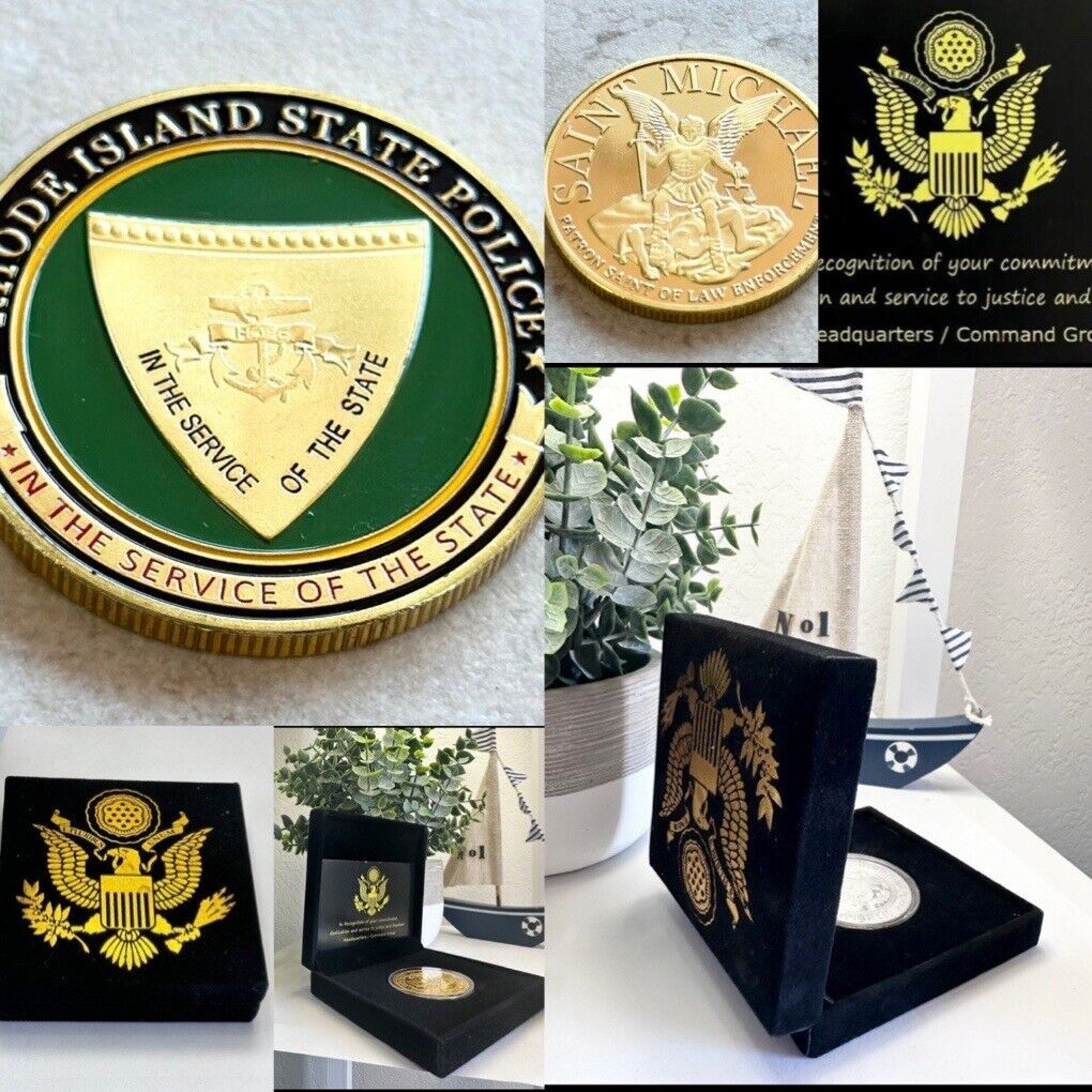 RHODE ISLAND STATE POLICE Challenge Coin With Special Velvet Case NEW!