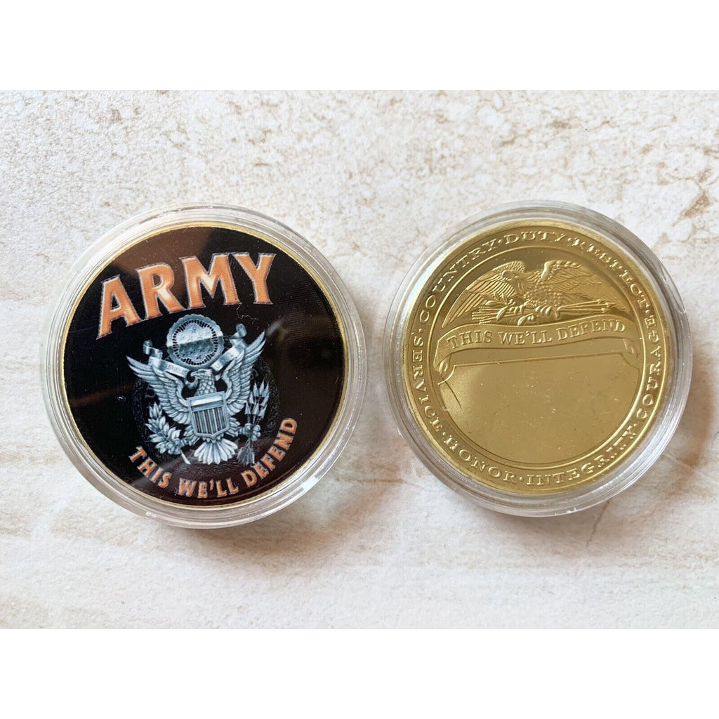 United States Army Challenge Coin This We’ll Defend, with special velvet case.