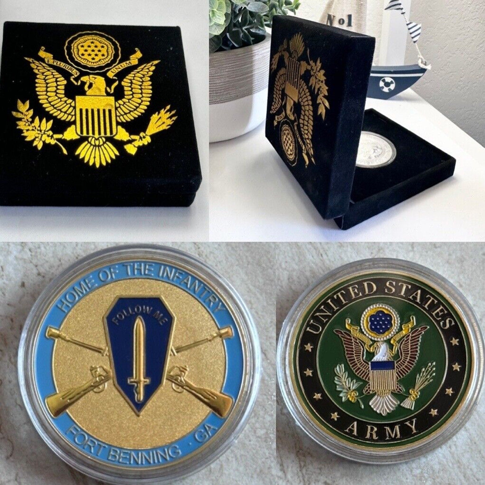 HOME OF THE INFANTRY FORT BENNING GA CHALLENGE COIN With Velvet Presentation Box