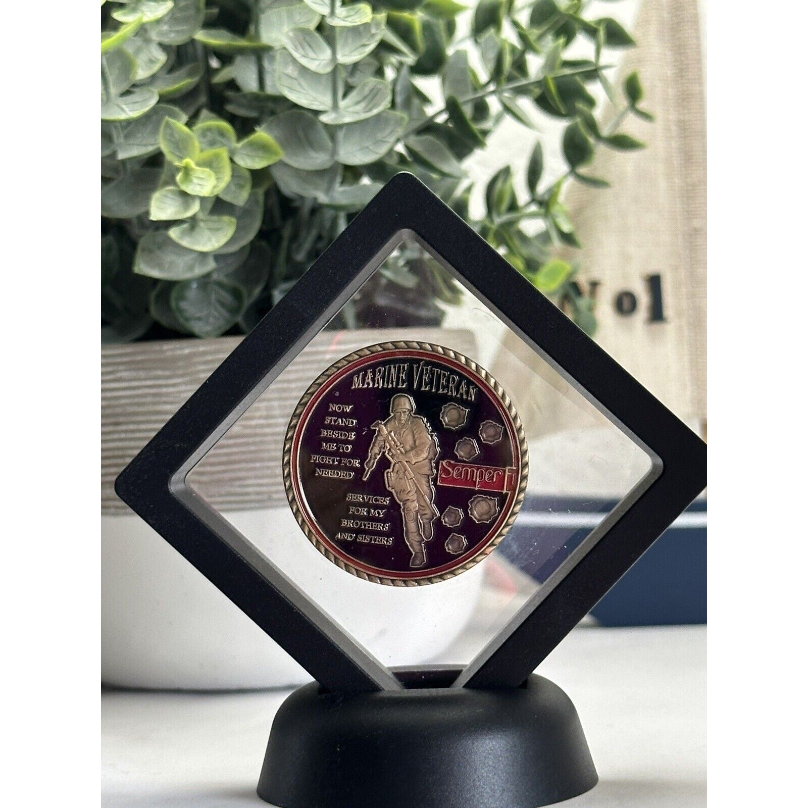 United States Marine Corps Veteran Semper Fidelis Challenge Coin With Case