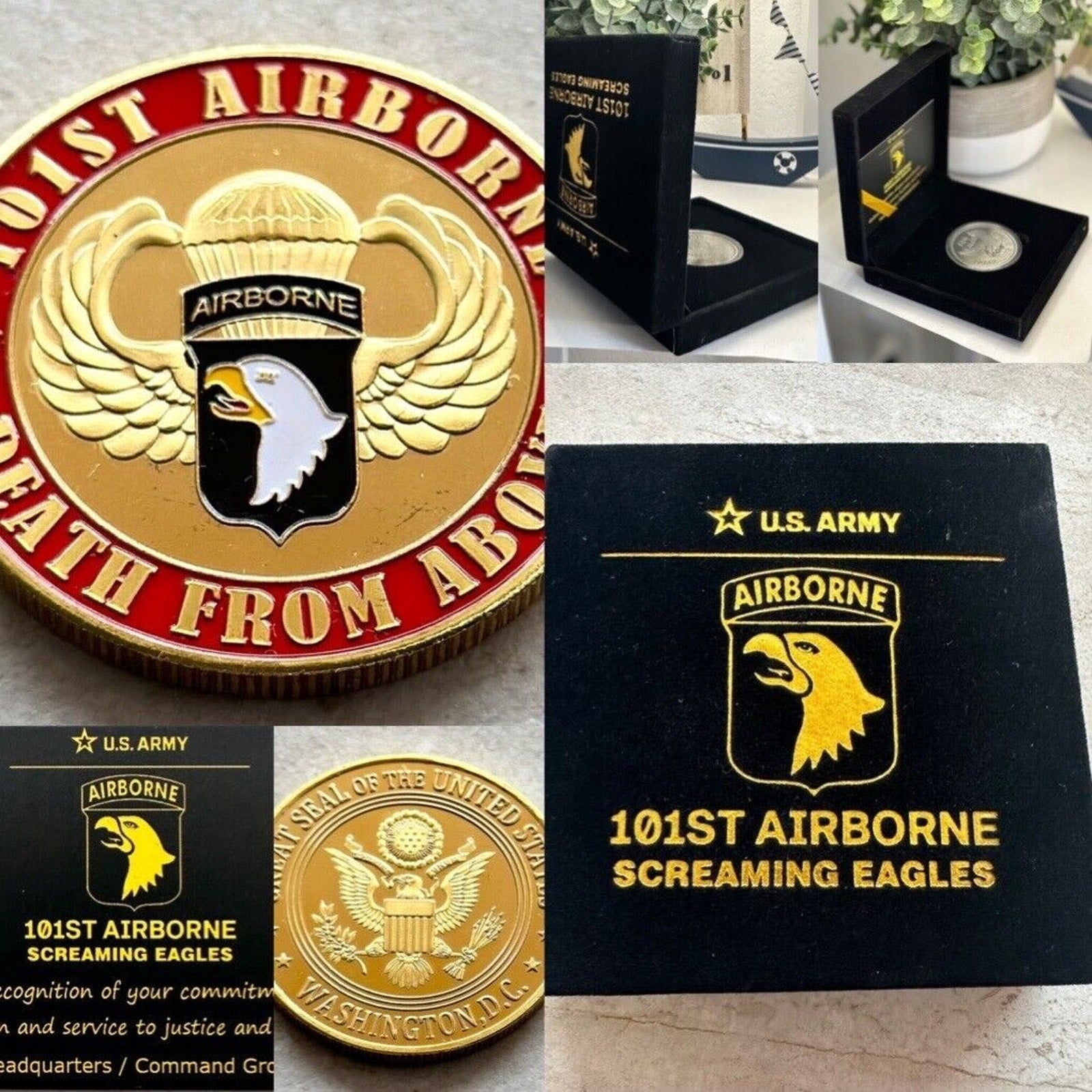 101 St First Airborne Division Challenge Coin Death From Above US Army Combat