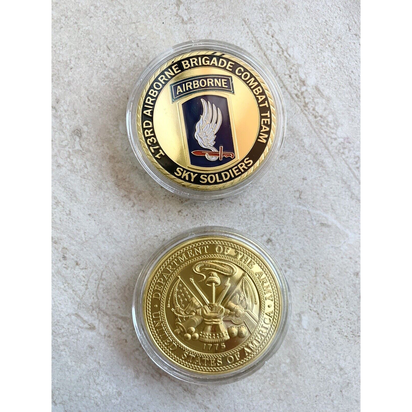 US Army 173 Rd AIRBORNE BRIGADE COMBAT TEAM Sky Soldiers Challenge Coin w/ case