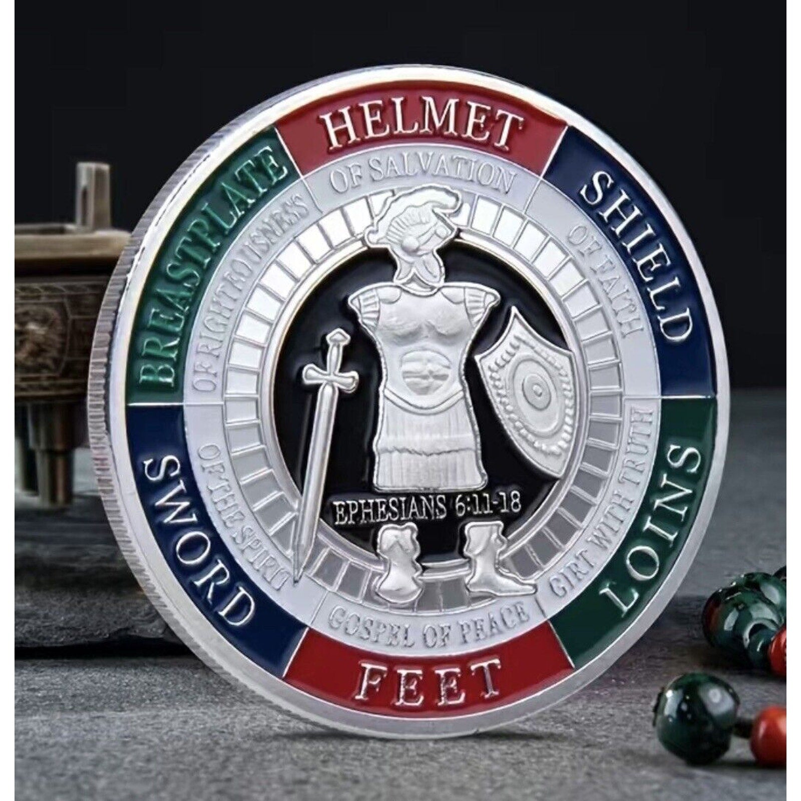 New Put On the Whole Armor Of God Commemorative Challenge Collection Coin Silver